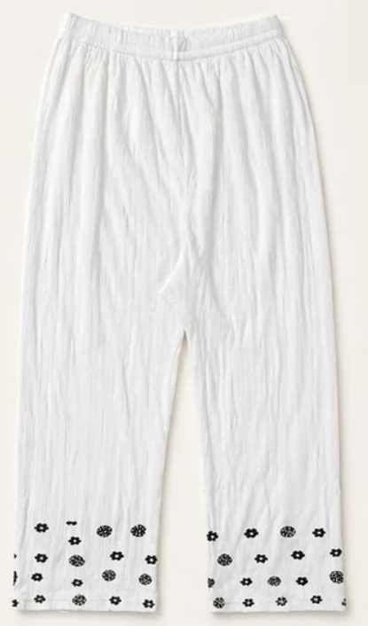 Stylot Chelly Cotton Trouser – White Floral Hem