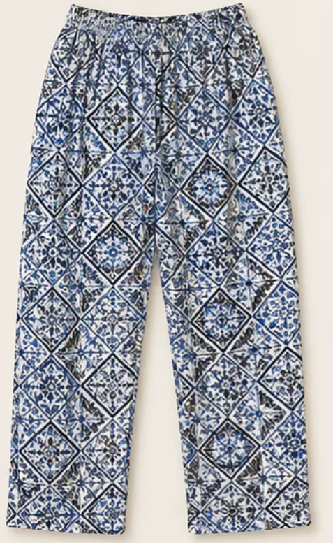 Stylot Chelly Cotton Trouser – Blue Moroccan Tile Print